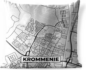 Tuinkussen - Stadskaart - Krommenie - Grijs - Wit - 40x40 cm - Weerbestendig