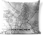 Buitenkussen Weerbestendig - Stadskaart - Doetinchem - Grijs - Wit - 50x50 cm - Plattegrond