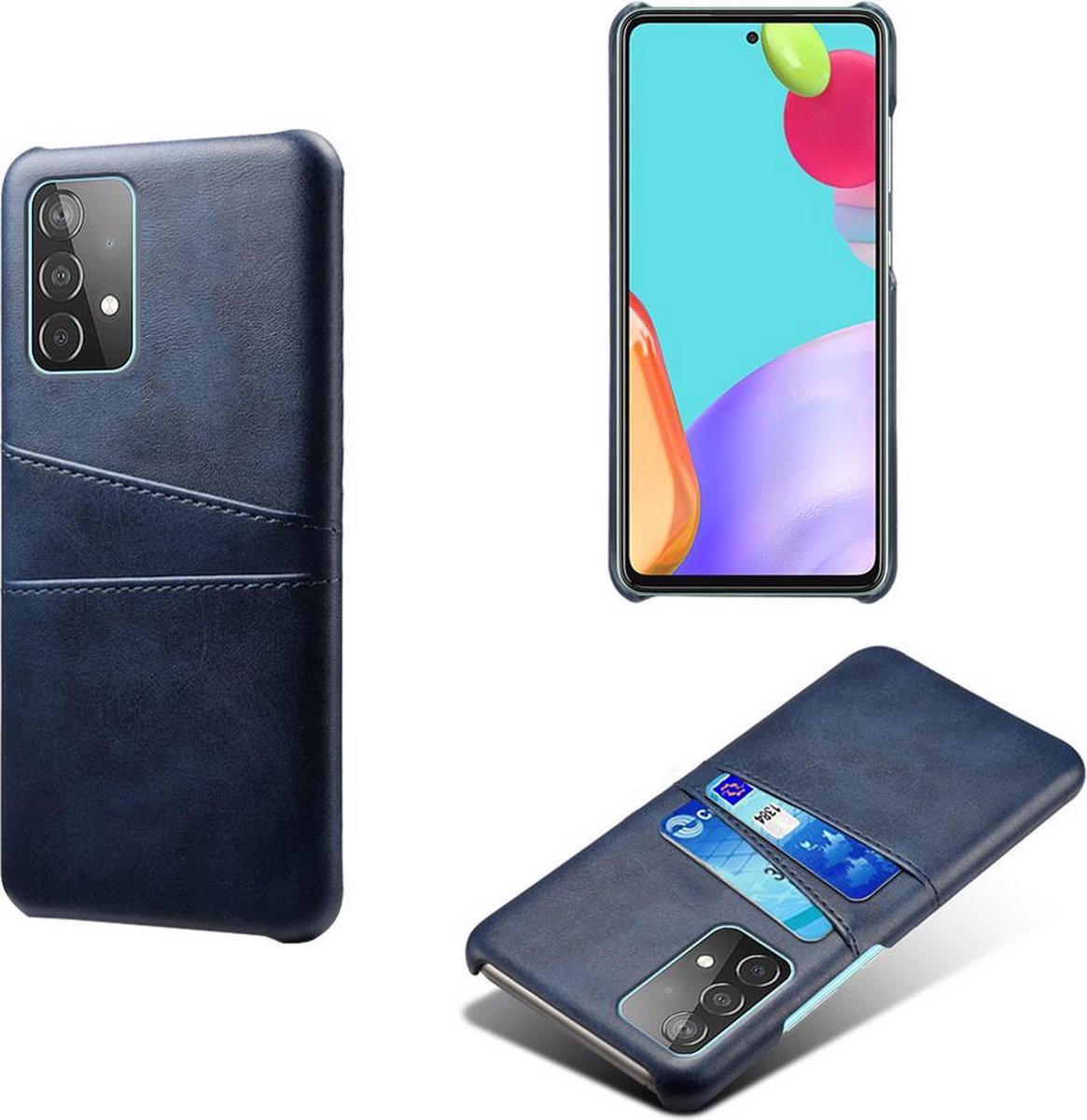 Backcover met Opbergvakjes + PMMA Screenprotector voor Samsung Galaxy A72 4G/5G _ Blauw