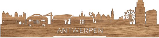 Standing Skyline Antwerpen Eikenhout - 60 cm - Woondecoratie design - Decoratie om neer te zetten en om op te hangen - Meer steden beschikbaar - Cadeau voor hem - Cadeau voor haar - Jubileum - Verjaardag - Housewarming - Interieur - WoodWideCities