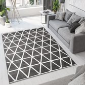 Tapiso Bali PP Vloerkleed Woonkamer Slaapkamer Donkergrijs Lijnen Design Sfeervol Interieur Modern Geometrisch Duurzaam Hoogwaardig Tapijt Maat - 120x170