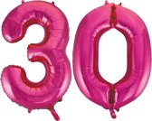 Helium roze cijfer ballonnen 30.