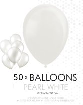 Witte ballonnen metallic 30cm | 50 stuks