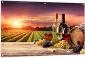 Tuinposter – Wijn en Druiven voor Wijngaard - 150x100cm Foto op Tuinposter  (wanddecoratie voor buiten en binnen)