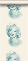 Origin behang Marilyn Monroe wit en turquoise - 326349 - 53 cm x 10,05 m
