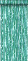 Origin behang strepen groen - 347222 - 53 cm x 10,05 m