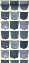 ESTAhome behang spijkerbroeken zakken lichtblauw - 137739 - 53 cm x 10,05 m