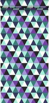 Origin behang grafische driehoeken paars en licht azuurblauw - 347204 - 53 cm x 10,05 m
