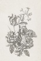 ESTAhome fotobehang bloemstilleven zwart wit - 158887 - 1.86 x 2.79 m