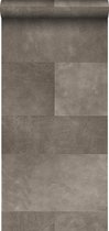 Origin vlies wallpaper XXL tegelmotief met leer look warm grijs - 357238 - 0.5 x 8.37 m