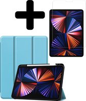 iPad Pro 2021 11 inch Hoes Book Case Cover Met Screenprotector En Pencil Houder - Lichtblauw