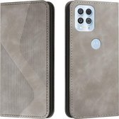 Voor Motorola Moto Edge S Skin Feel Magnetic S-type Effen Kleur Horizontale Flip Lederen Case met Houder & Kaartsleuf & Portemonnee (Grijs)
