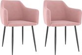 Medina Eetkamerstoelen 2 st fluweel roze