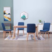 Medina Eetkamerstoelen 4 st stof en massief eikenhout blauw