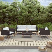 Medina 4-delige Loungeset met kussens poly rattan zwart