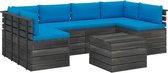 Medina 7-delige Loungeset met kussens pallet massief grenenhout