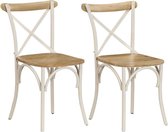 Medina Kruisstoelen 2 st massief mangohout wit