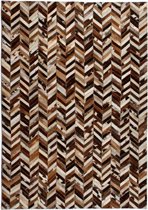 Medina Vloerkleed patchwork chevron 120x170 cm echt leer bruin/wit