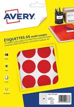 Etiket Avery A5 30mm rond - blister 240st rood