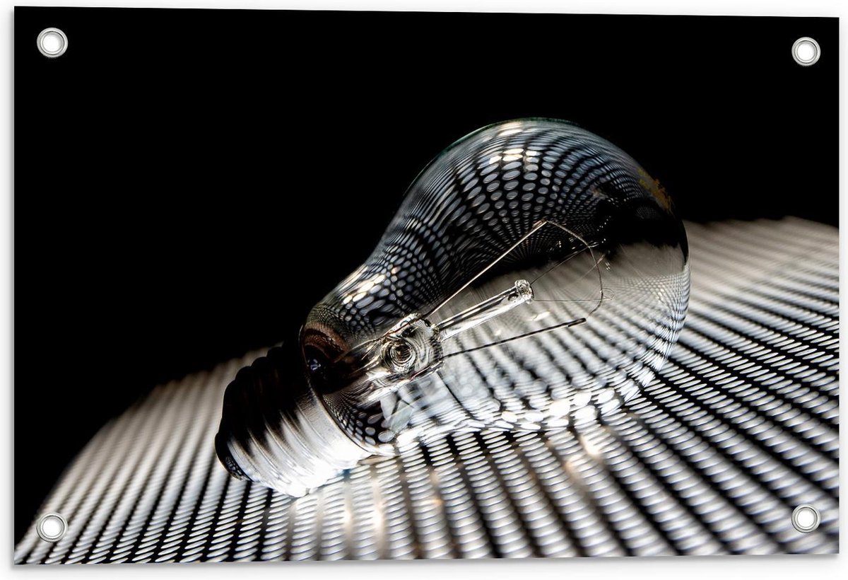 Tuinposter – Gloeilamp op Rooster - 60x40cm Foto op Tuinposter (wanddecoratie voor buiten