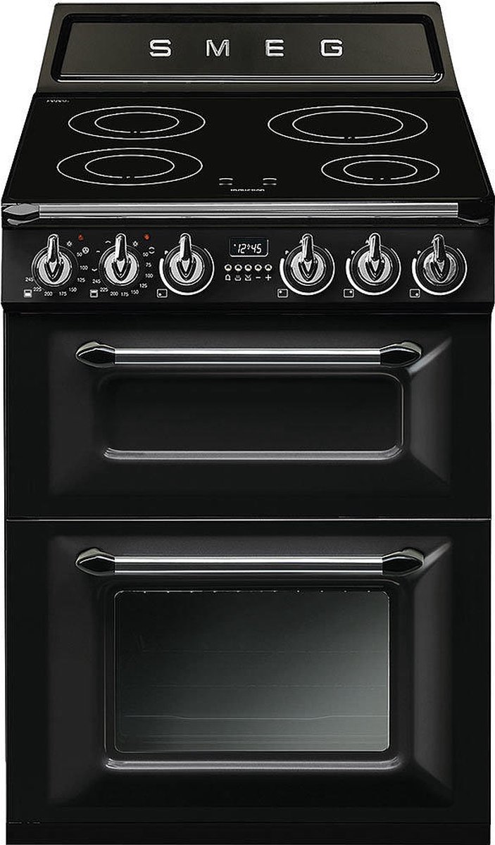 Bol.com SMEG TR62IBL – 60 cm Inductie Fornuis – 4 Zones – Dubbele Oven – Victoria Design – Zwart aanbieding