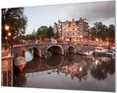 Wandpaneel Amsterdamse grachten  | 210 x 140  CM | Zilver frame | Wand-beugels (27 mm)
