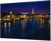 HalloFrame - Schilderij - Parijs En De Seine Wand-beugels - Zilver - 120 X 80 Cm