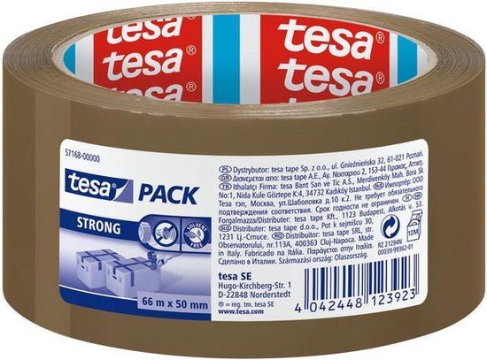 Tesa Verpakkingsplakband Strong - 6 stuks - ft 50 mm x 66 m - PP - Bruine tape - Tesa