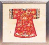 Fine Asianliving Chinees Schilderij met Lijst Chinese Keizerin Kleding Rood B33xH36cm