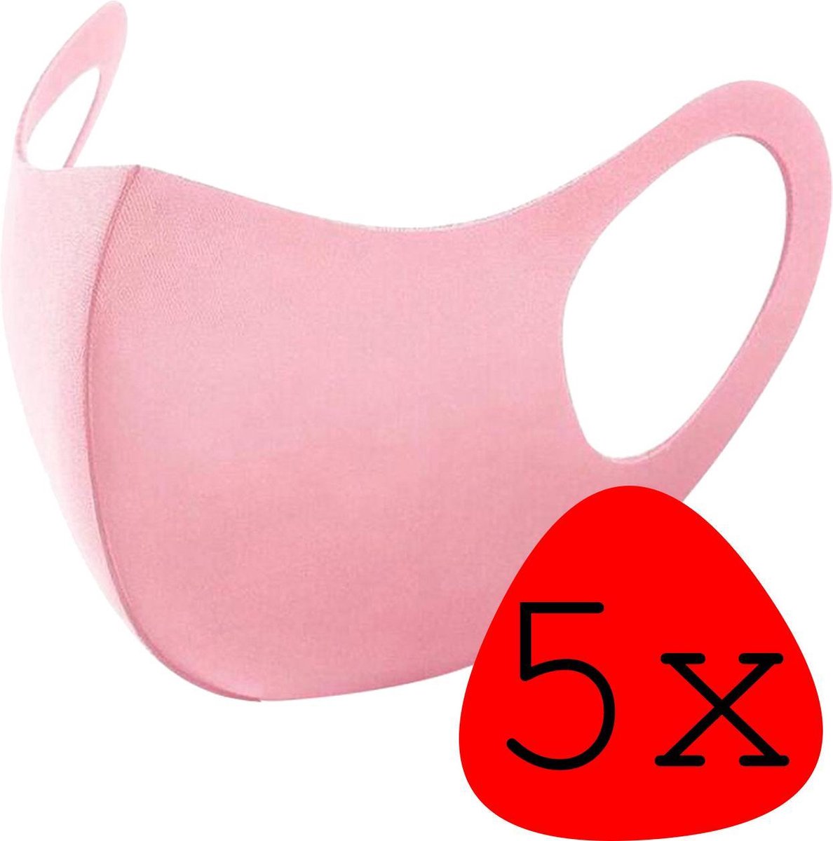 Wasbaar Mondkapje Roze Wasbaar Mondmasker Elastisch Mondkapjes - 5 stuks