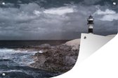 Muurdecoratie Vuurtoren Ribadeo tijdens een stormachtige dag - 180x120 cm - Tuinposter - Tuindoek - Buitenposter