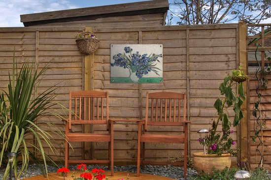 Affiche de jardin Vincent van Gogh 2 - Nature morte aux iris - Peinture de Vincent van Gogh Affiche de jardin toile lâche 40x30 cm - Toile de jardin/Toile d'extérieur/ Peintures pour l'extérieur (décoration de jardin)