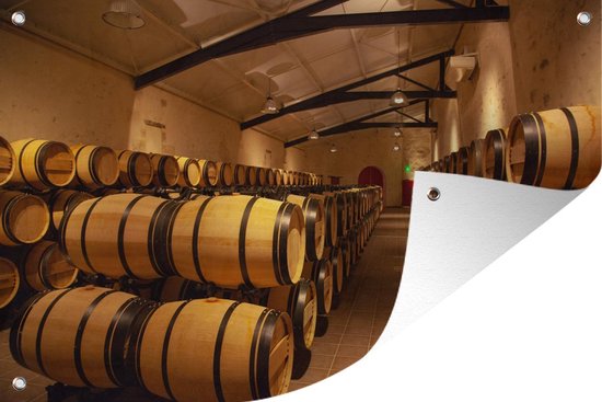 Vue des tonneaux de vin dans une cave à vin près du Jardin de Bordeaux  Poster 90x60 cm... | bol.com