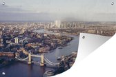 Tuindecoratie Skyline van London met de Tower Bridge - 60x40 cm - Tuinposter - Tuindoek - Buitenposter