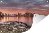 Tuindecoratie De stadshorizon van Toronto bij een zonsondergang in Noord-Amerika - 60x40 cm - Tuinposter - Tuindoek - Buitenposter
