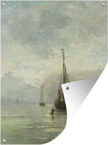 Tuinschilderij Kalme zee - Schilderij van Hendrik Willem Mesdag - 60x80 cm - Tuinposter - Tuindoek - Buitenposter