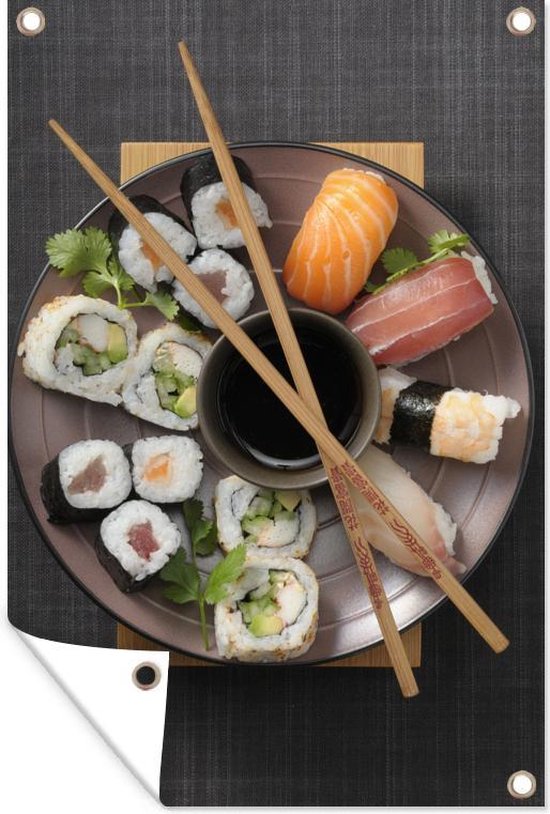 Poster Sushi avec des baguettes 