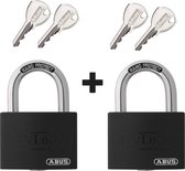 2x Abus hangslot zwart - voor binnen en buiten - Personaliseerbaar - Nano Protect - Stevig -  Set van 2 - indoor - outdoor