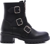 SmileFavorites® Biker boots met Hak - Imitatieleer - Zwart - Maat 37