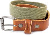 Kidzzbelts Jongenskinderriem ElastischVintage 1813 - Groen/Cognac - 55 cm