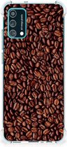 Stevige Bumper Hoesje Geschikt voor Samsung Galaxy M02s | A02s Smartphone hoesje met doorzichtige rand Koffiebonen