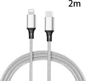 PD 18W USB-C / Type-C naar 8-pins nylon gevlochten datakabel is geschikt voor iPhone-serie / iPad-serie, lengte: 2m (zilver)