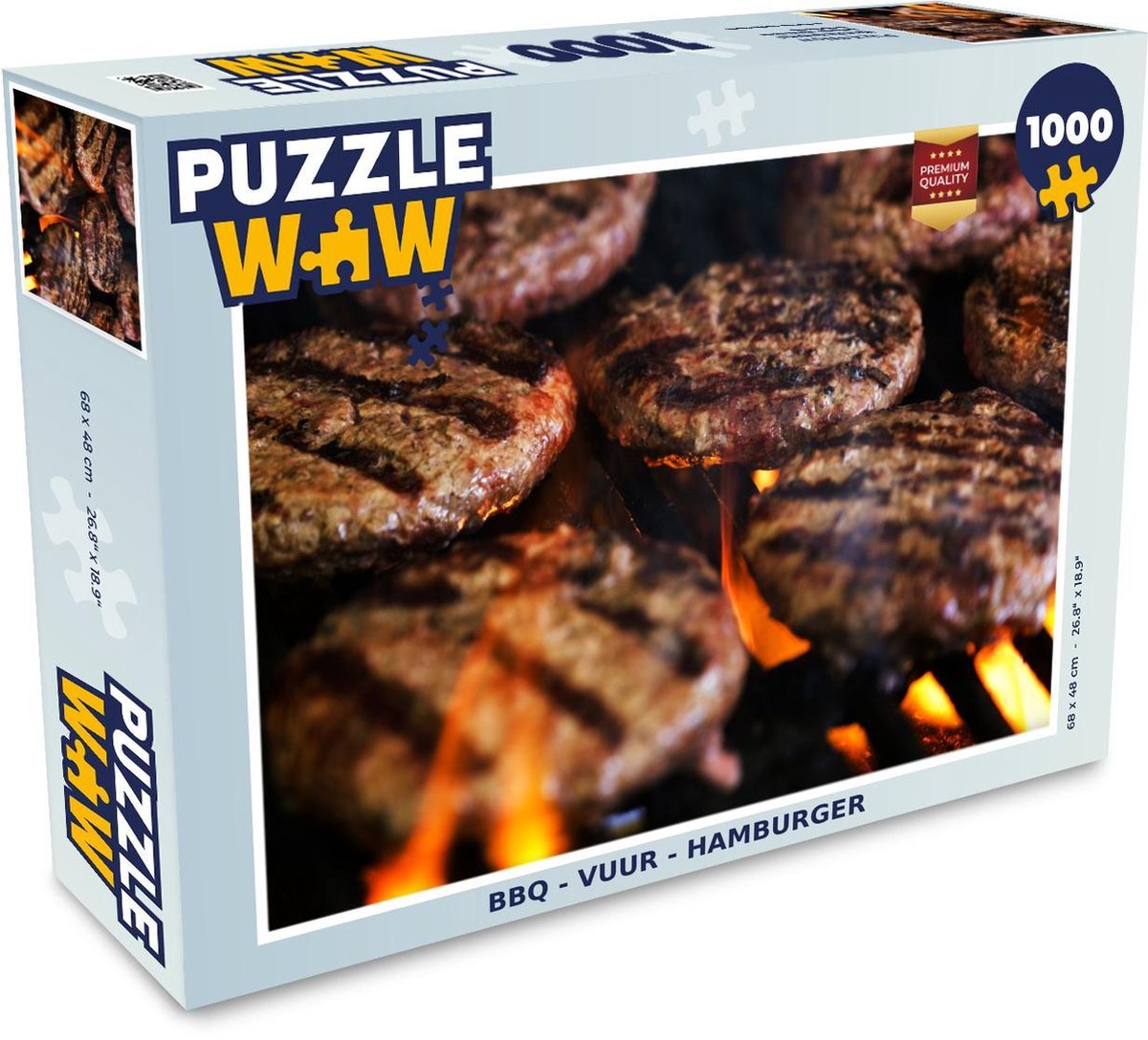 Afbeelding van product PuzzleWow  Puzzel - Puzzel 1000 stukjes volwassenen - BBQ - Vuur - Hamburger - Legpuzzel