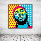 Pop Art Post Malone Acrylglas - 80 x 80 cm op Acrylaat glas + Inox Spacers / RVS afstandhouders - Popart Wanddecoratie