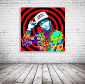 Bruno Mars Pop Art Acrylglas - 100 x 100 cm op Acrylaat glas + Inox Spacers / RVS afstandhouders - Popart Wanddecoratie