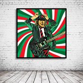 Pop Art Angus Young Poster in lijst - 95 x 95 cm Fotopapier Mat 180 gr Framed - Popart Wanddecoratie