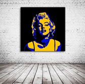 Pop Art Marilyn Monroe Canvas - 80 x 80 cm - Canvasprint - Op dennenhouten kader - Geprint Schilderij - Popart Wanddecoratie