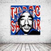 Pop Art Tupac Shakur Acrylglas - 100 x 100 cm op Acrylaat glas + Inox Spacers / RVS afstandhouders - Popart Wanddecoratie