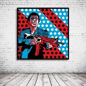 Pop Art Scarface Al Pacino aka Tony Montana Poster in lijst - 90 x 90 cm en 2 cm dik - Fotopapier Mat 180 gr Framed - Popart Wanddecoratie inclusief lijst