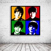 Pop Art The Beatles Canvas - 90 x 90 cm - Canvasprint - Op dennenhouten kader - Geprint Schilderij - Popart Wanddecoratie